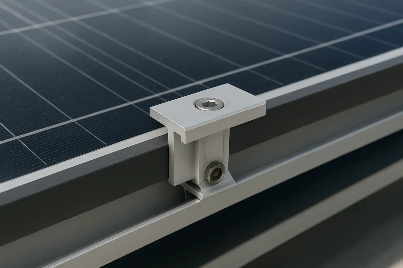 پنل خورشیدی محکم شده با کلمپ T شکل