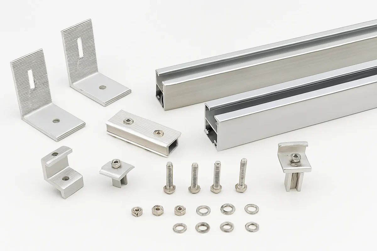 گیره وسط پنل خورشیدی روی ریل