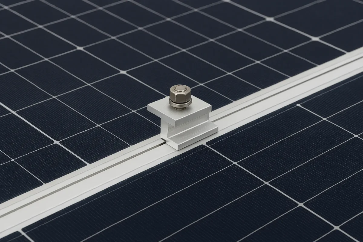 فاصله استاندارد بین پنلهای سولار توسط کلمپ میانی