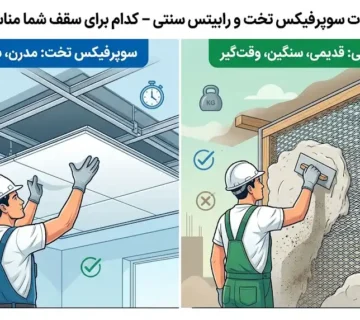 تفاوت سوپرفیکس تخت و رابیتس سنتی – کدام برای سقف شما مناسب‌تر است؟